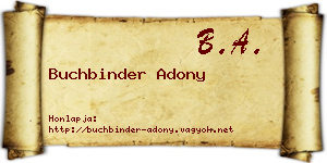 Buchbinder Adony névjegykártya